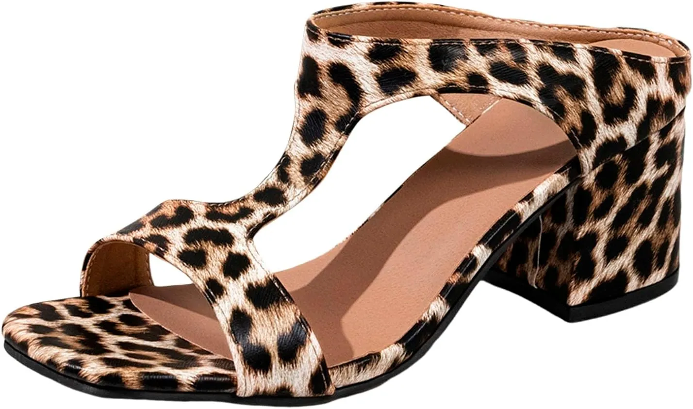 Block Heels for Women Breathable Braided Heeled Sandals Backless Square Heels Shoes Open Toe Block Slide Sandals