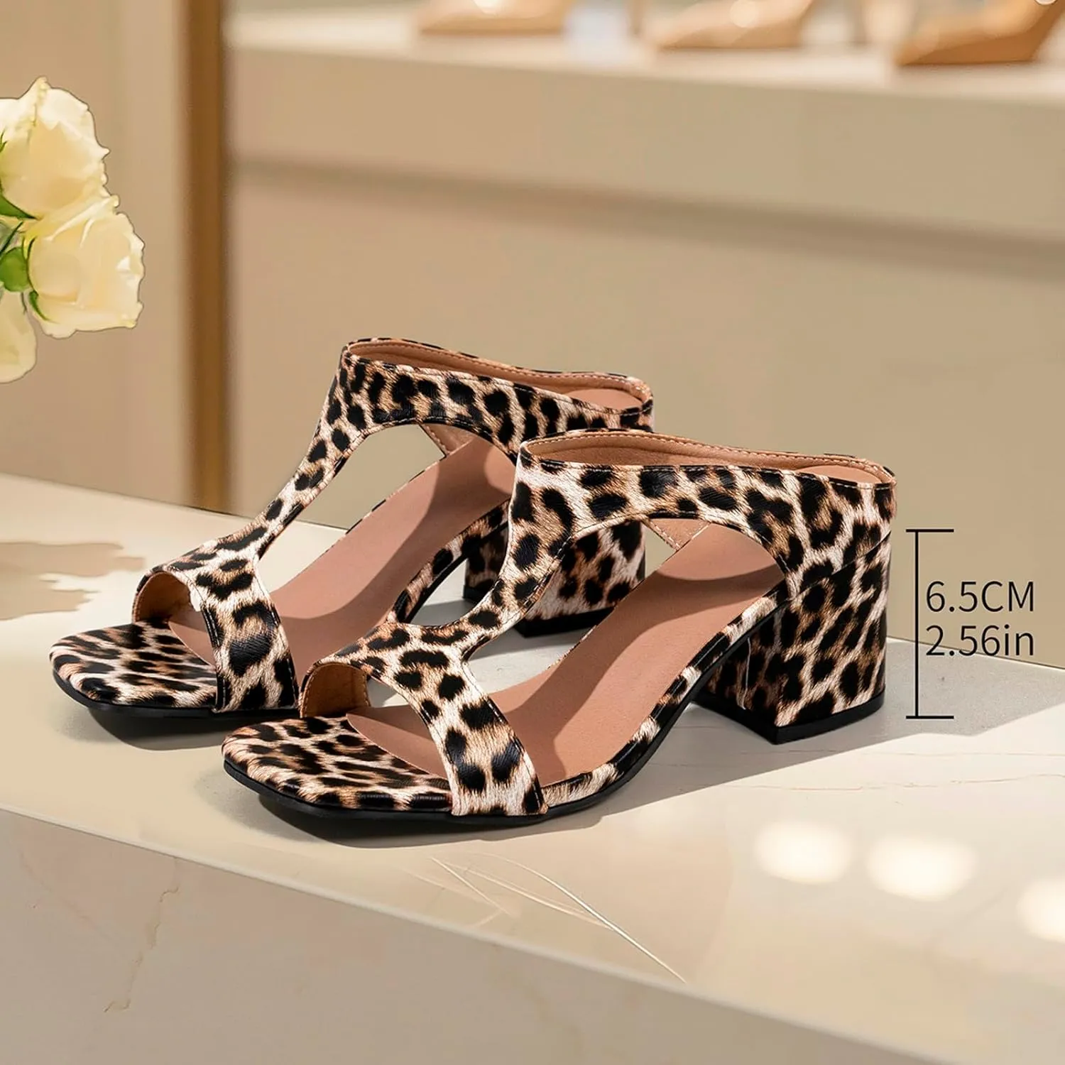 Block Heels for Women Breathable Braided Heeled Sandals Backless Square Heels Shoes Open Toe Block Slide Sandals