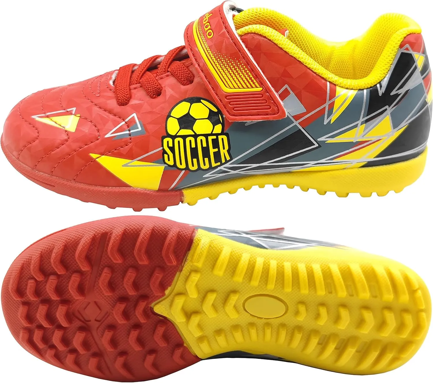 Boys Turf Shoes Soccer Indoor Trainers Football Cleats Outdoor Futsal Shoes Hook Loop for Girls (Little Kid/Big Kid)