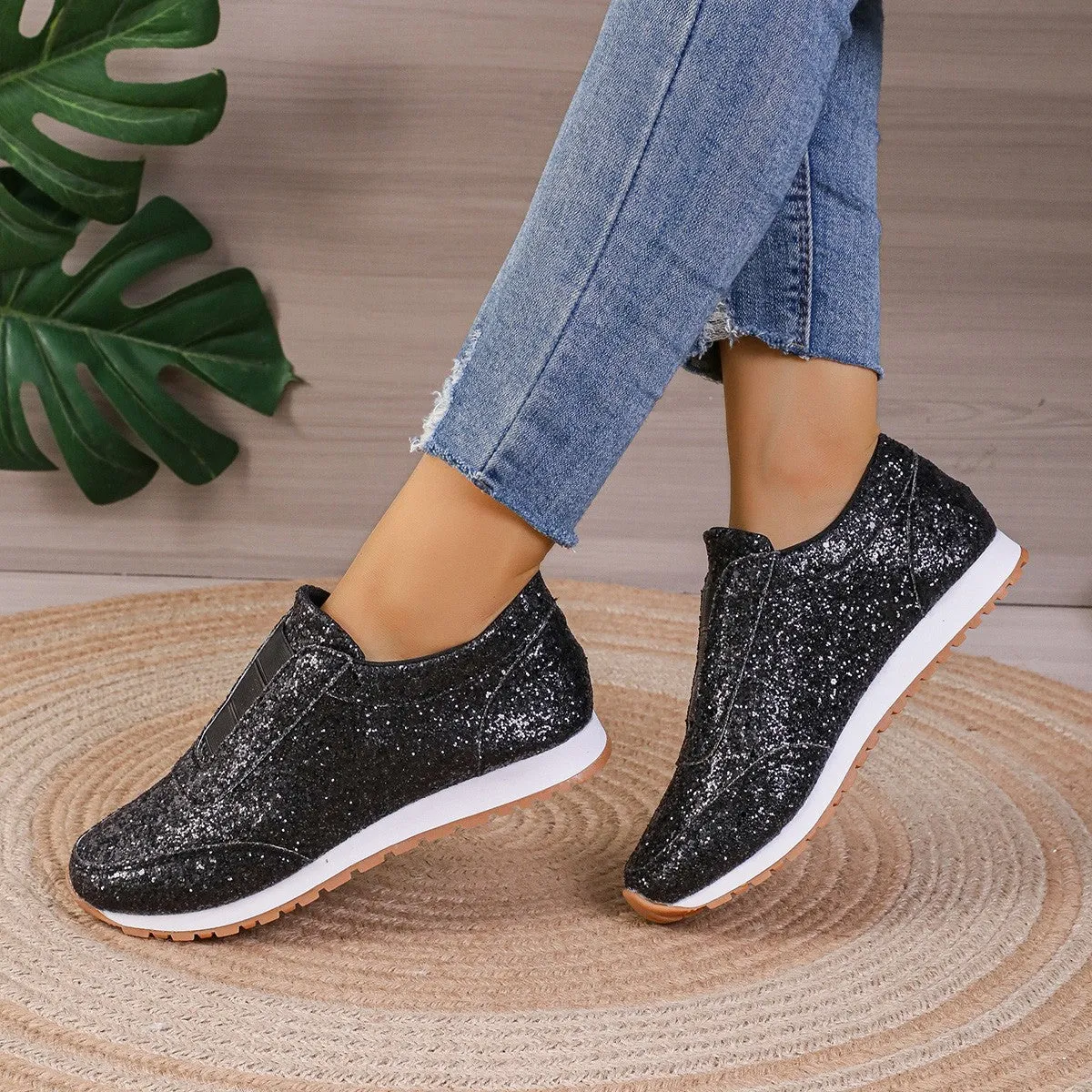 GlitzFit Slip-On Sparkling Sneakers