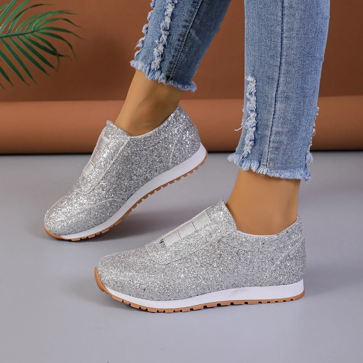 GlitzFit Slip-On Sparkling Sneakers
