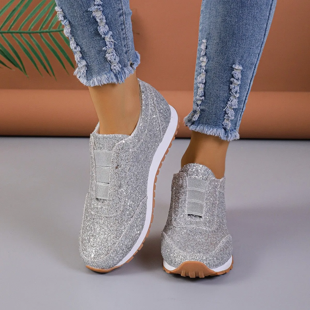 GlitzFit Slip-On Sparkling Sneakers