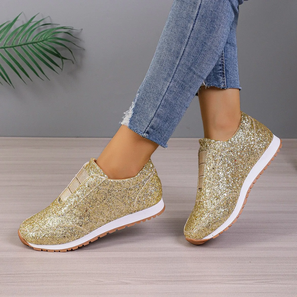GlitzFit Slip-On Sparkling Sneakers