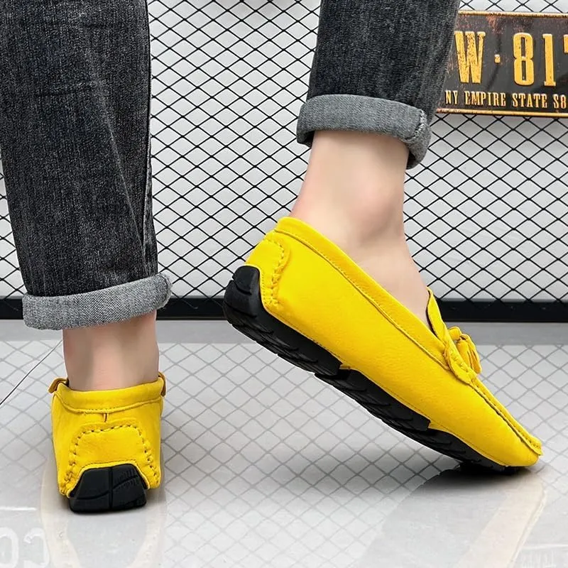Mens Loafers Penny Loafers with Tassel Suede Vamp Flat Heel Comfortable Anti-Slip Outdoor Slip On