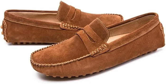 Men's Loafers Shoes Round Toe Suede Vamp Penny Driving Loafers Moc Shoes Resistant Lightweight Flexible Party Prom Slip On