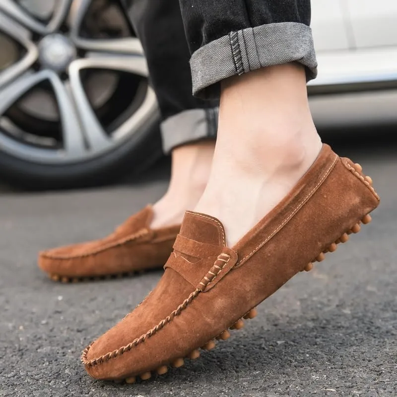 Men's Loafers Shoes Round Toe Suede Vamp Penny Driving Loafers Moc Shoes Resistant Lightweight Flexible Party Prom Slip On