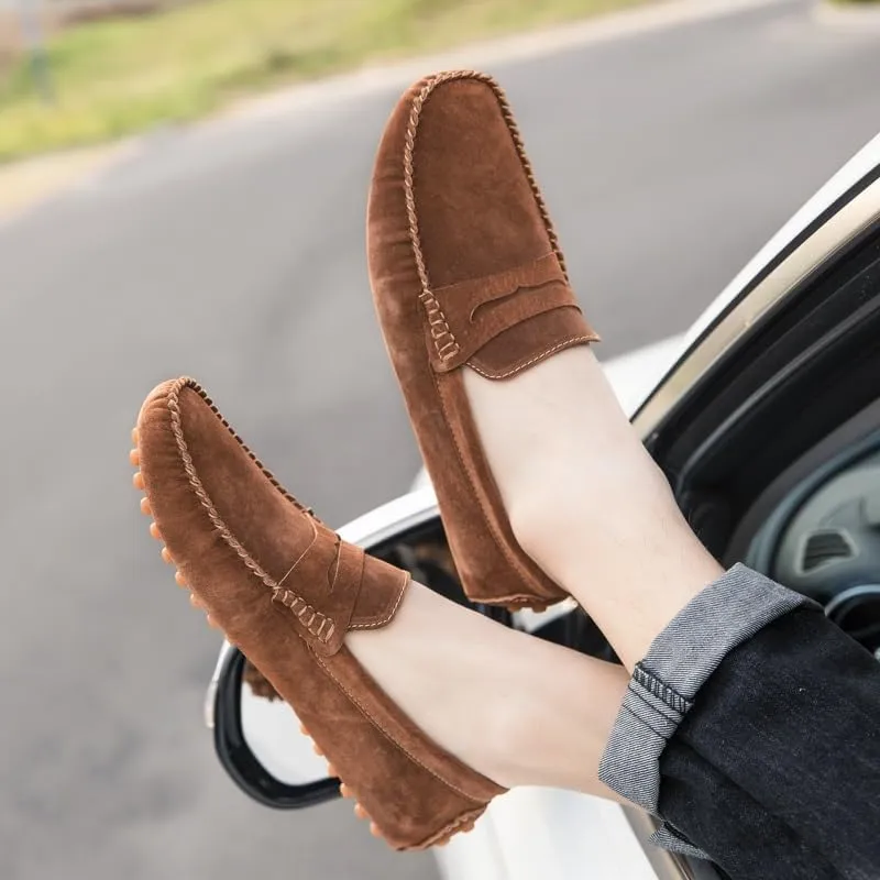 Men's Loafers Shoes Round Toe Suede Vamp Penny Driving Loafers Moc Shoes Resistant Lightweight Flexible Party Prom Slip On