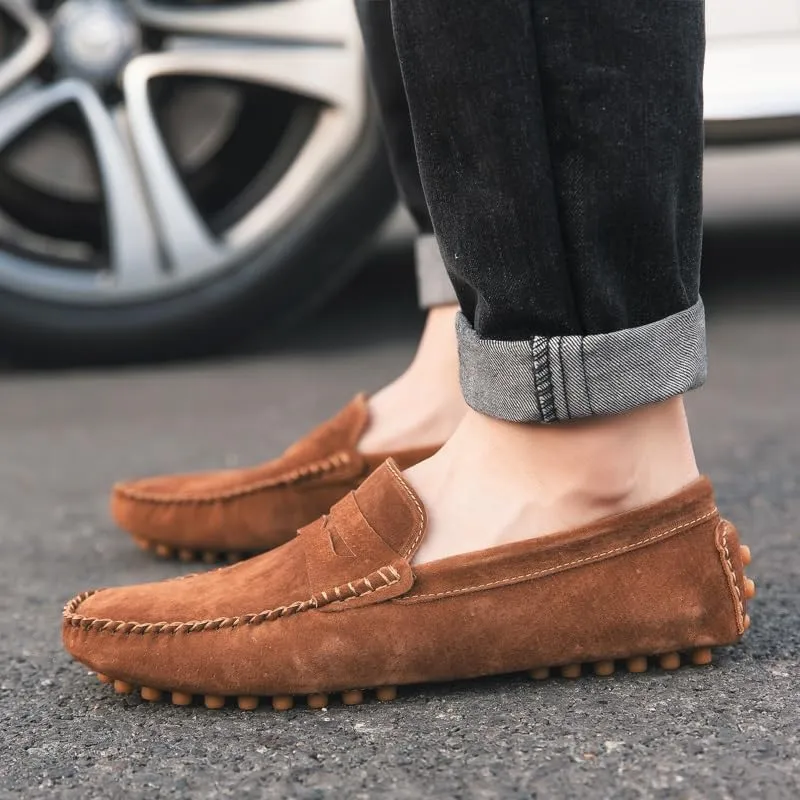 Men's Loafers Shoes Round Toe Suede Vamp Penny Driving Loafers Moc Shoes Resistant Lightweight Flexible Party Prom Slip On