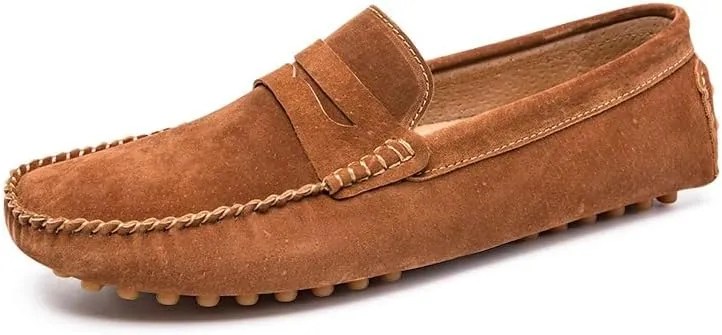Men's Loafers Shoes Round Toe Suede Vamp Penny Driving Loafers Moc Shoes Resistant Lightweight Flexible Party Prom Slip On
