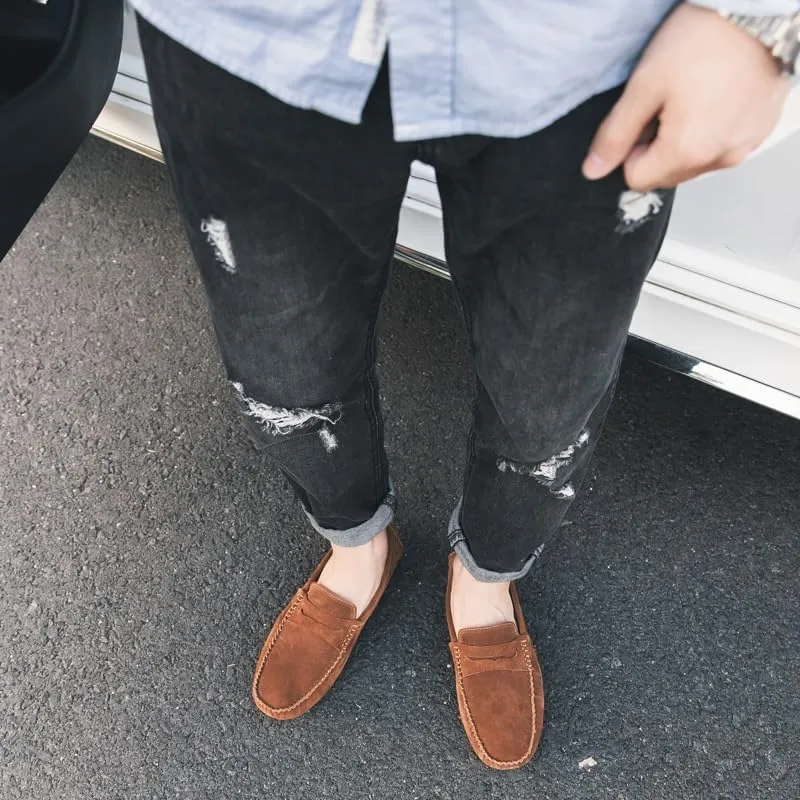 Men's Loafers Shoes Round Toe Suede Vamp Penny Driving Loafers Moc Shoes Resistant Lightweight Flexible Party Prom Slip On