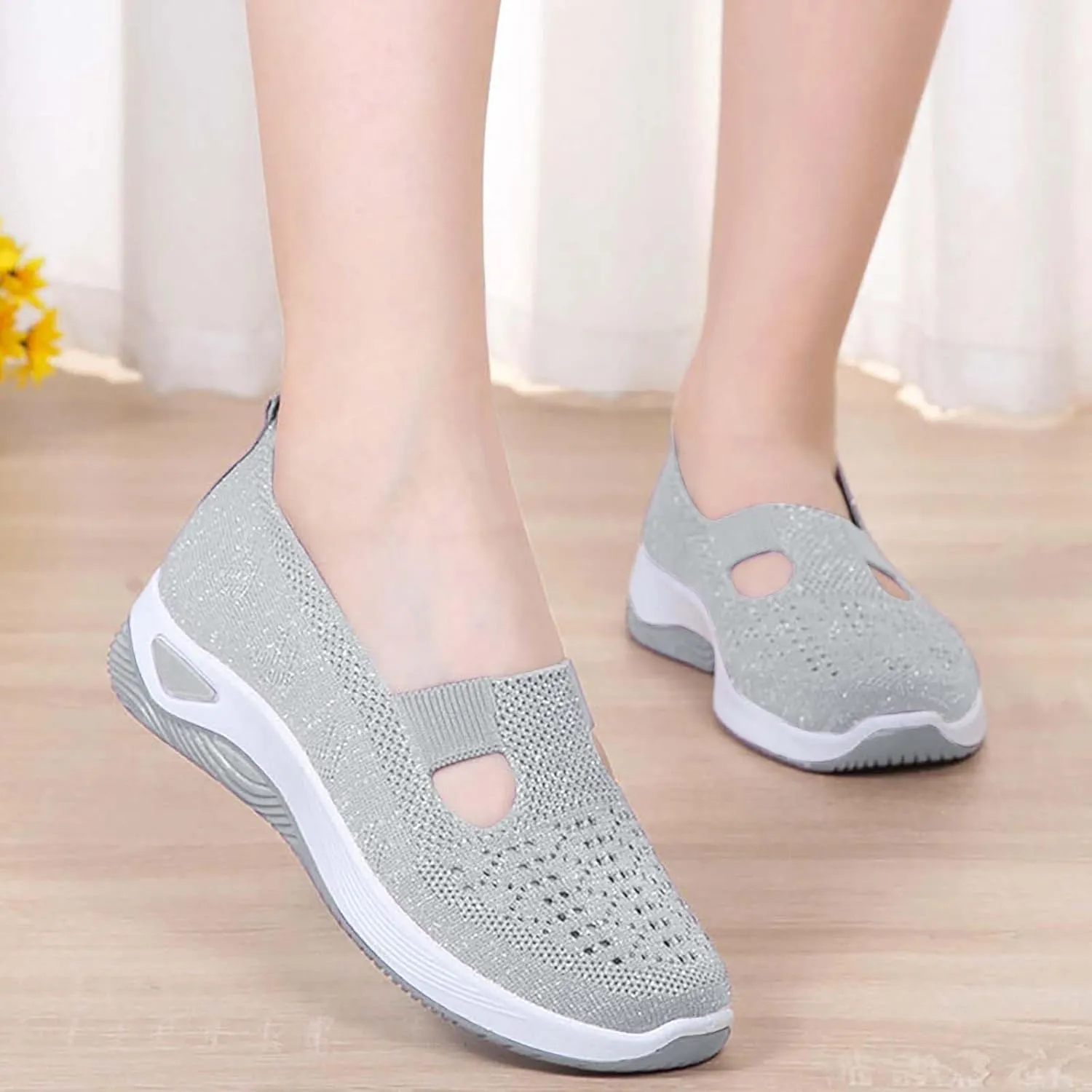 Orthopedic Shoes for Women Breathable Soft Slip On Non Slip Work Shoes Women Mesh Casual Shoes for Fall Women Shoes Sneakers Slip On Tennis Shoe Cross Trainer Shoe