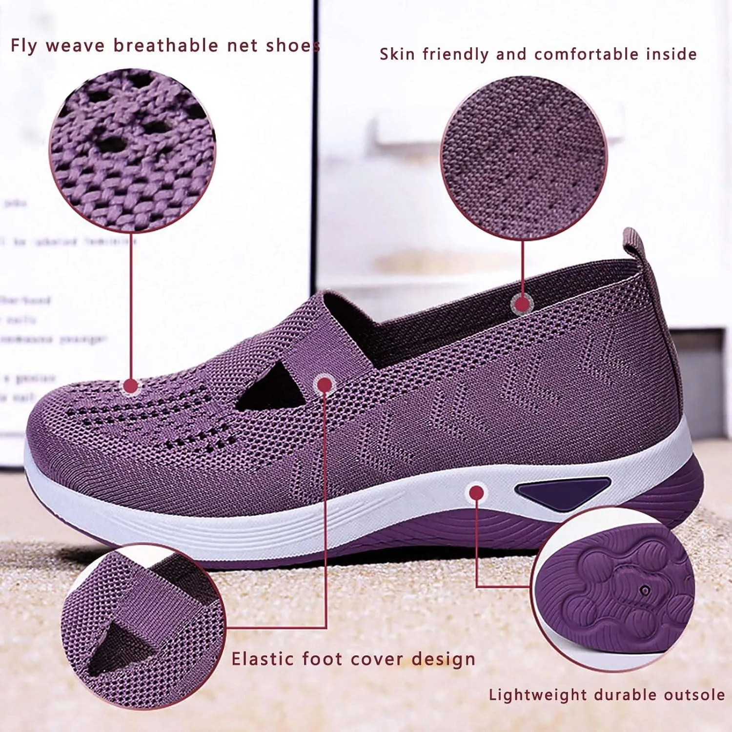 Orthopedic Shoes for Women Breathable Soft Slip On Non Slip Work Shoes Women Mesh Casual Shoes for Fall Women Shoes Sneakers Slip On Tennis Shoe Cross Trainer Shoe