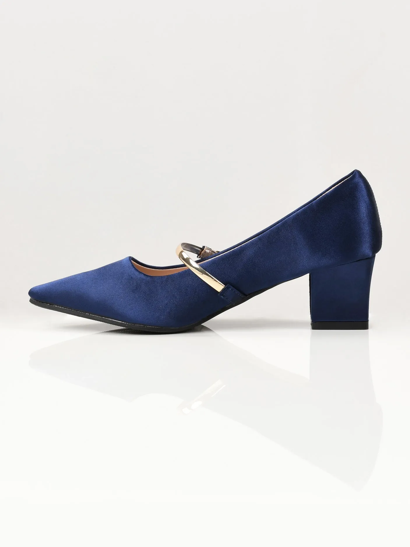 Shiny Block Heels - Blue