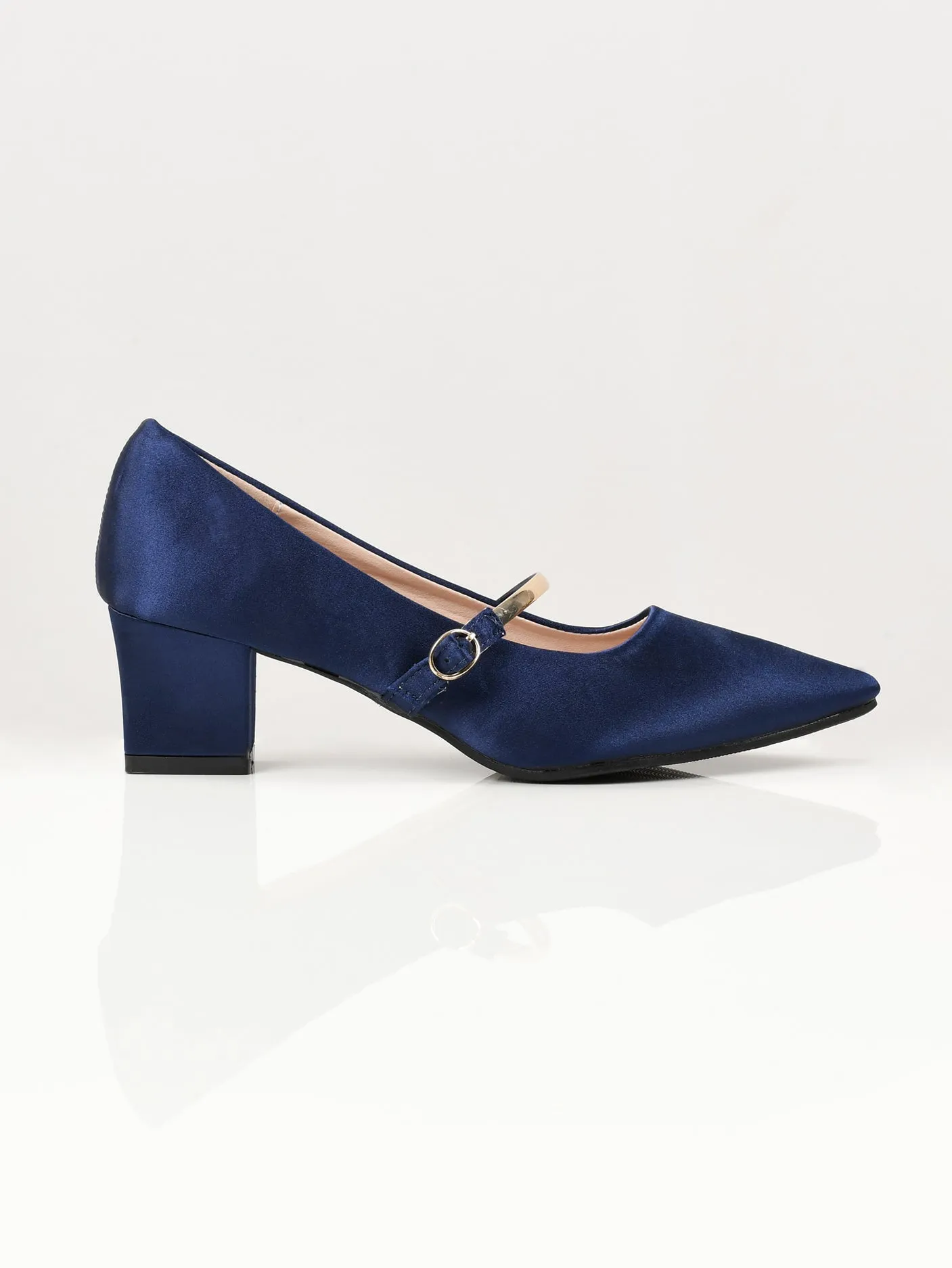 Shiny Block Heels - Blue