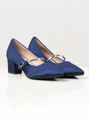 Shiny Block Heels - Blue