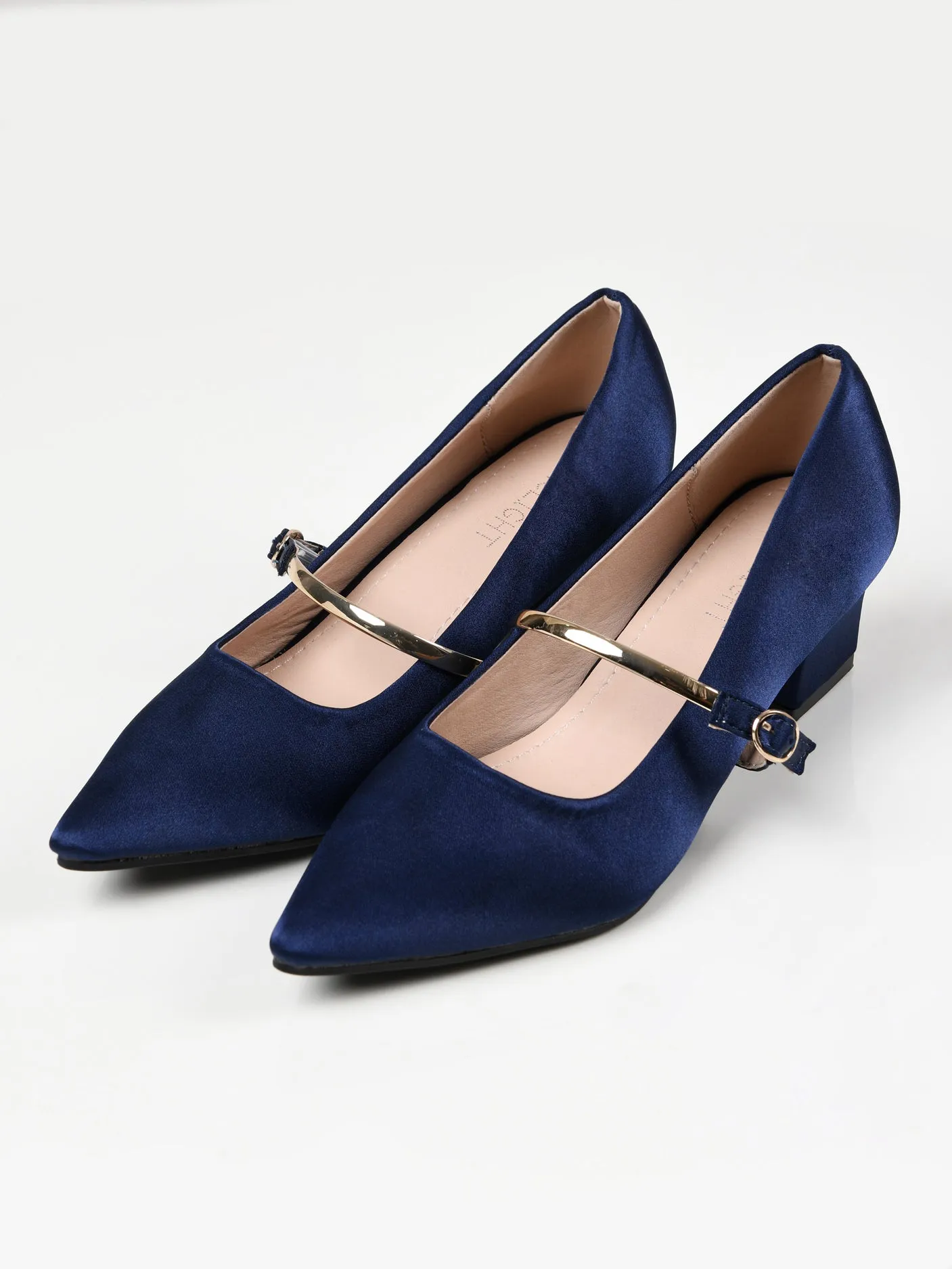 Shiny Block Heels - Blue