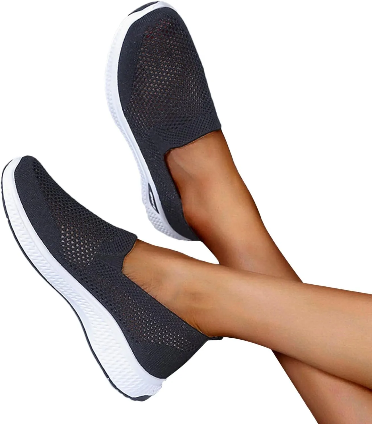 Women Casual Slip On Sneakers Breathable Walking Shoes Lightweight Canvas Comfortable Flats Non Slip Loafers
