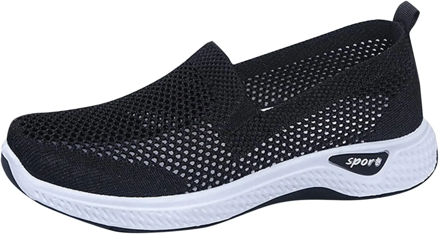 Women Casual Slip On Sneakers Breathable Walking Shoes Lightweight Canvas Comfortable Flats Non Slip Loafers
