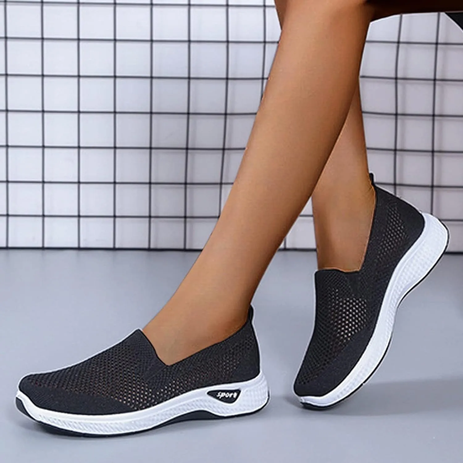Women Casual Slip On Sneakers Breathable Walking Shoes Lightweight Canvas Comfortable Flats Non Slip Loafers