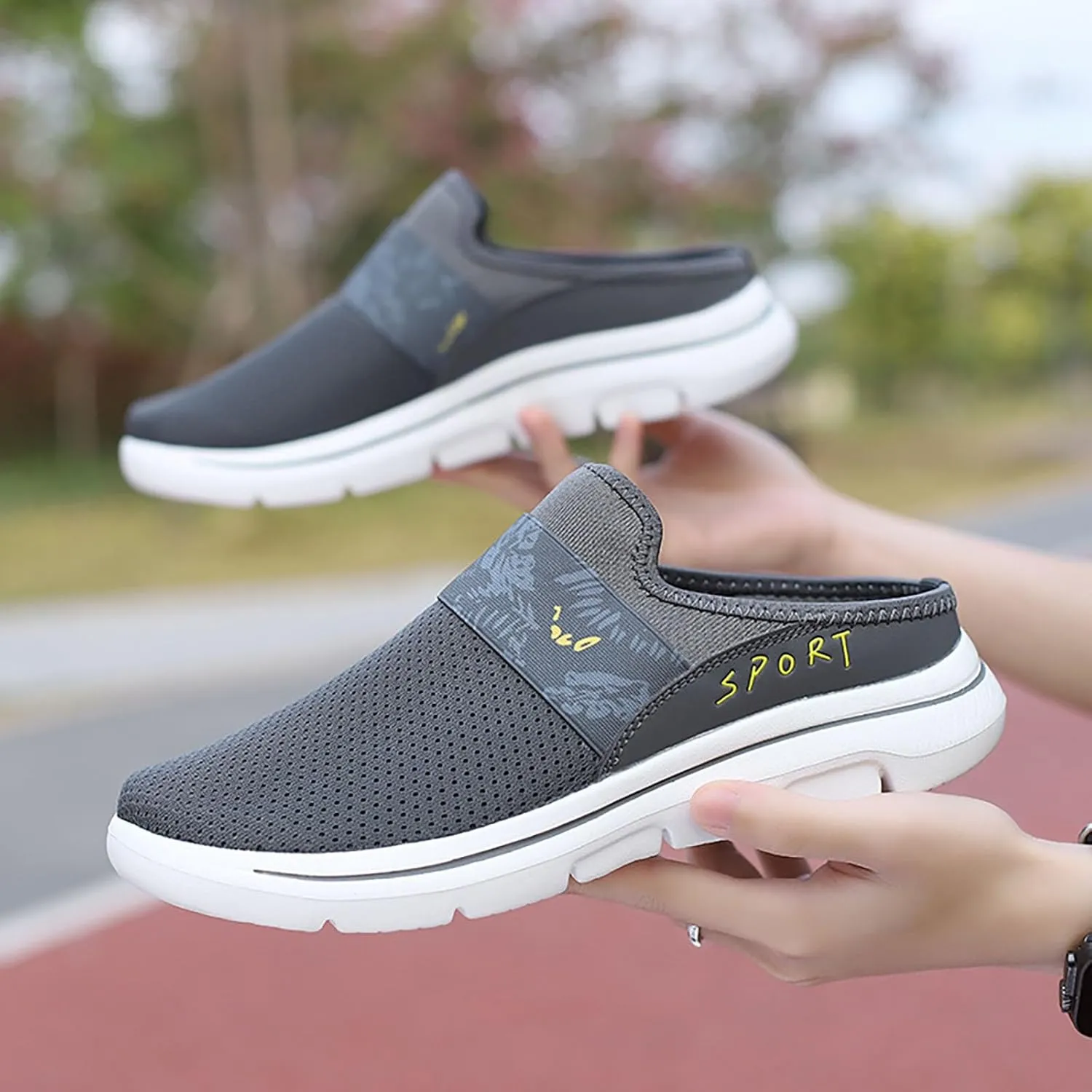 Womens Backless Sneakers Mesh Slip-on Mule Shoes Slip On Shoes Women Arch Support Men Casual Shoes Fashion Sneakers 2025 Waterproof Tennis Shoe Trainers Shoe