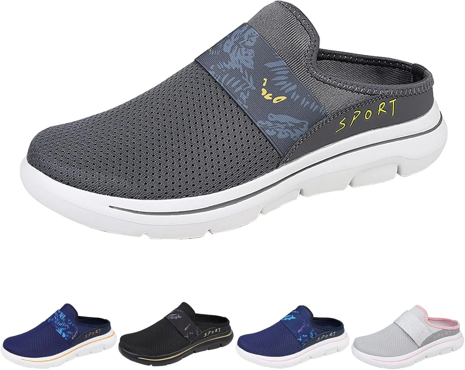 Womens Backless Sneakers Mesh Slip-on Mule Shoes Slip On Shoes Women Arch Support Men Casual Shoes Fashion Sneakers 2025 Waterproof Tennis Shoe Trainers Shoe