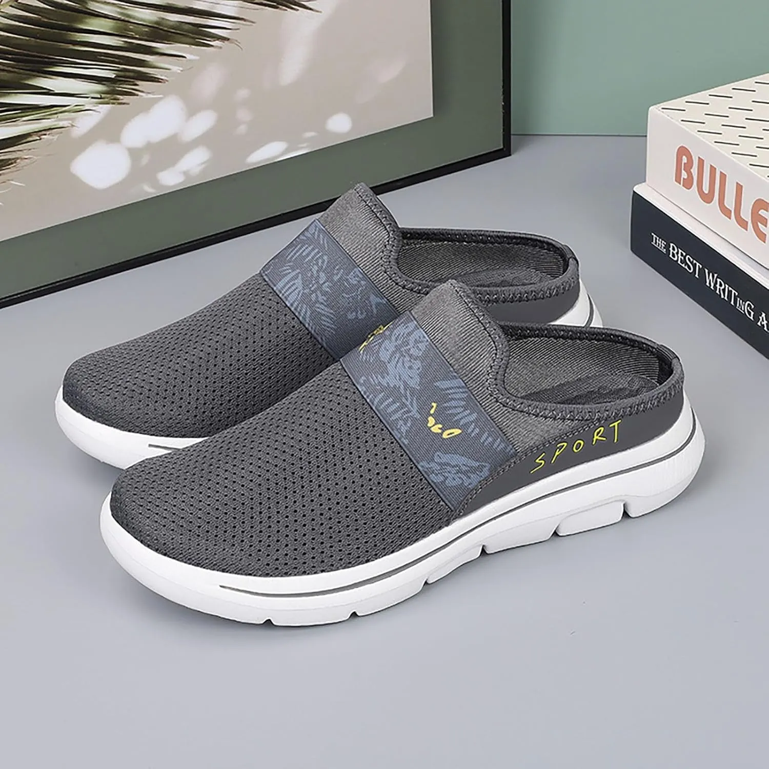 Womens Backless Sneakers Mesh Slip-on Mule Shoes Slip On Shoes Women Arch Support Men Casual Shoes Fashion Sneakers 2025 Waterproof Tennis Shoe Trainers Shoe