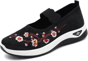 ZWRXW Womens Barefoot Walking Shoes Arch Support Orthopedic Shoe Extra Wide Toe Box Healthy & Non-Slip Diabetic Shoes Mesh Up Footwear with Adjustable Strap for Indoor Outdoor